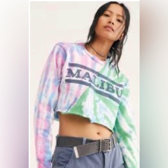 M021 / Free People x RILEY collab *Viral Cropped Patchwork Malibu Crewneck / M/L - Picture 5 of 11